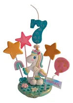Comprar Adorno De Torta Vela Número Nombre Porcelana Fría Unicornio