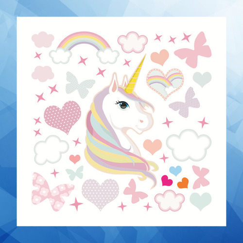 Set De Pegatinas De Pared Con Diseño De Unicornio Y Arcoíris