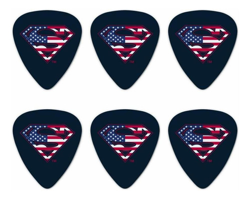Superman Juego De 6 Púas Para Guitarra Con Logotipo De La