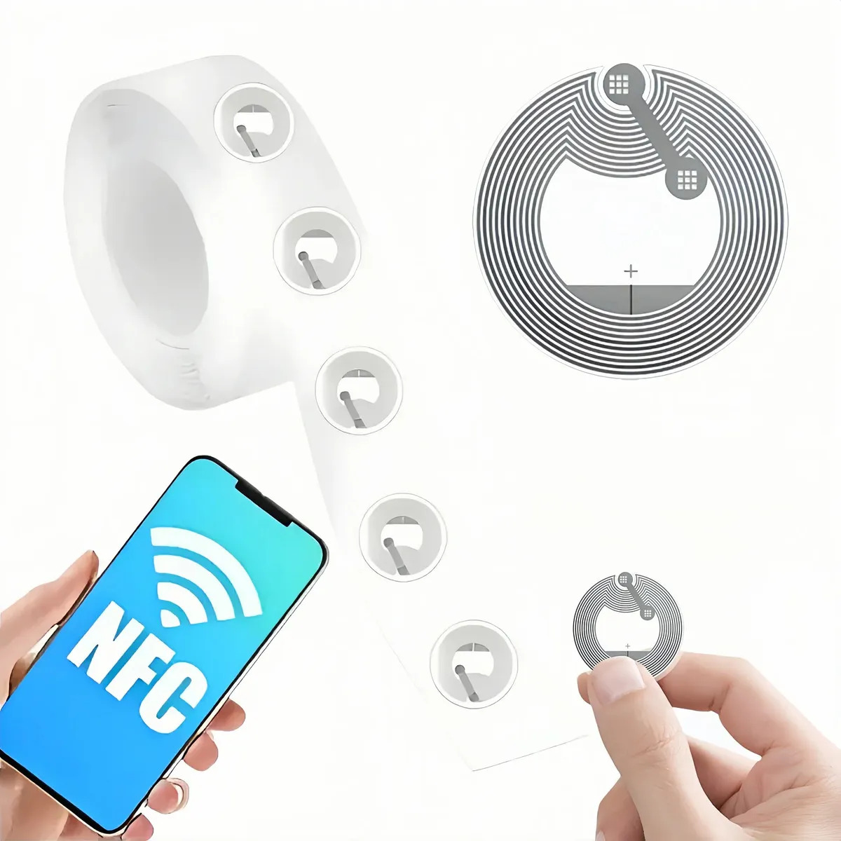 200pzs Sticker Tag Ntag213 Rfid 13.56 Mhz Nfc Iso 14443a Cel