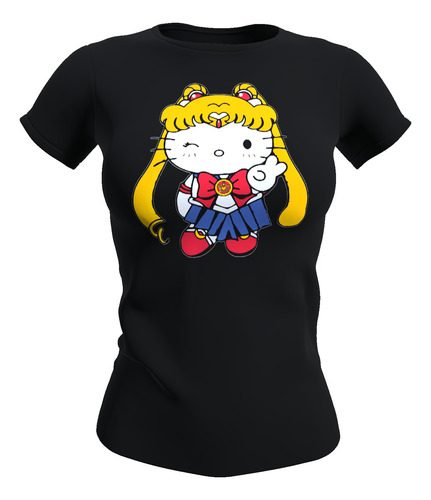 Polera Mujer Diseño Sailor Moon Hello Kitty Todas Las Tallas