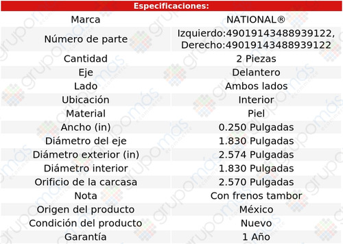 Retenes Rueda Delanteros Int National B200 Van 1971_1972