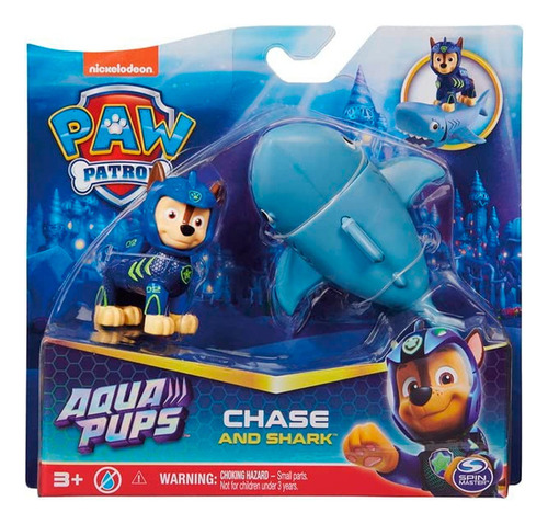 Paw Patrol Vehiculo + Figura Aqua Pups Chase Y Shark