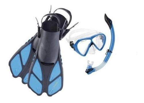 Set Buceo Cressi Bonete Snorkel Mascara Aletas Ajustables