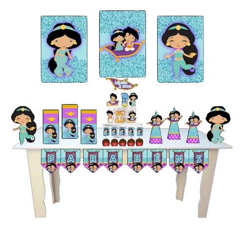 Kit Festa Em Casa Personalizado Jasmine Cute Baby