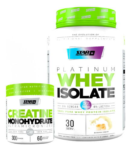 Proteína Whey Isolate 907g+ Creatina100% 300g Star Nutrition