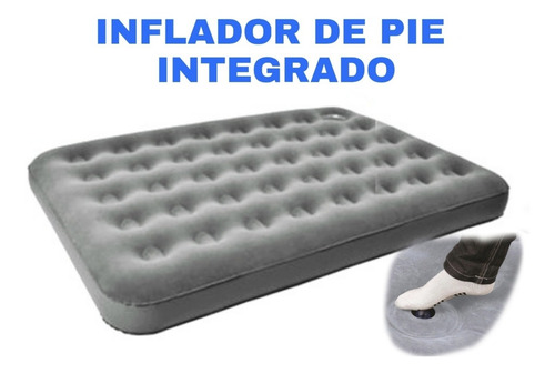 Imagen 6 de 9 de Colchon Inflable 2 Plazas Inflador De Pie