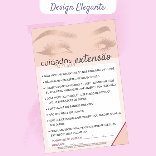 Imagem 2 de 5 de Ficha Anamnese Extensão Cílios E Bloco Cuidado Cliente C/100