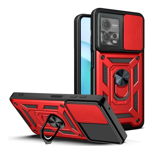 Protector Para Motorola G72 3 En 1 Rojo
