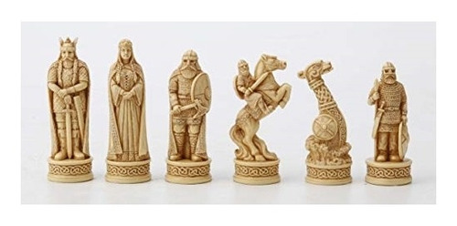 Estatuas Juego De Ajedrez Vikingo Pintura A Mano