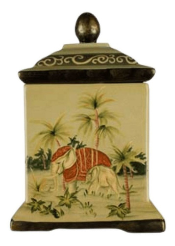 Caixa Decorativa Em Cerâmica Acabamento Laqueado - Elefantes