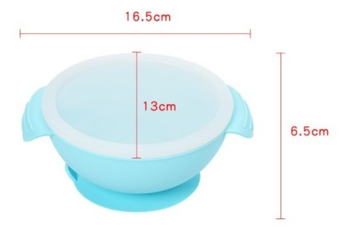 Imagen 5 de 6 de Tazón De Silicon Para Niños Ventosas Antiderrames Con Tapa
