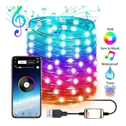 Flashes Navidad Led Cadena De Luces App Control Remoto 20m A