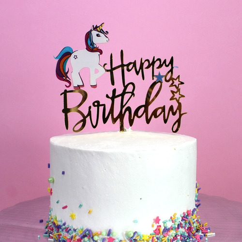 Deco Art/cake Topper Happy Birthday Unicornio/1 Set De 12 Pz