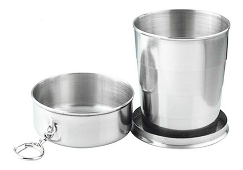 Kit 25 Chaveiro Copo Retrátil Dobrável Aço Inox 150ml Viagem