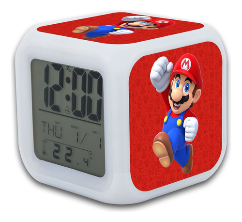 Reloj Despertador Mario Bros Con Luz Led Programable
