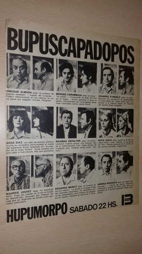 P181 Clipping Publicidad Canal 13 Hupumorpo Año 1974