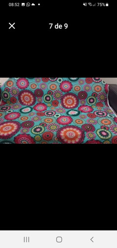 Tela Gabardina Con Mandalas, Fondo Turquesa. Ancho 1.60 Turquesa Mandalas