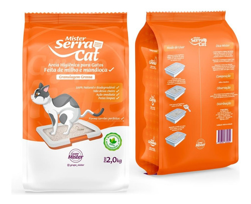 Areia Higiênica Gatos De Milho E Mandioca Granûlo Grosso 2kg x 2kg de peso neto  y 2kg de peso por unidade