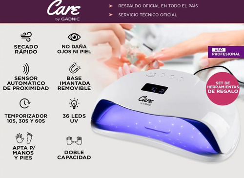 Imagen 6 de 10 de Cabina Para Uñas Gadnic Ledsun Plus Uv 72w Uso Profesional