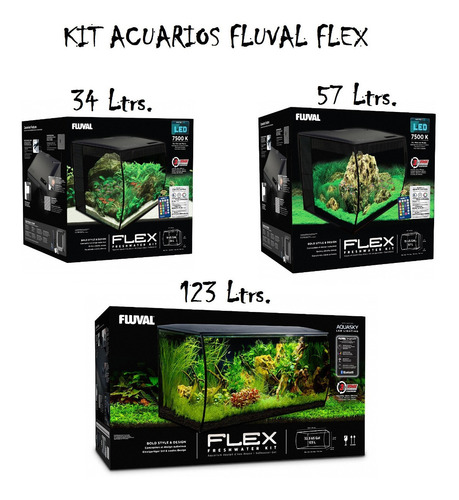 Kit Acuario Fluval Flex Led Concavo De 123 Ltrs.