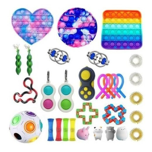 Imagem 1 de 10 de Kit De Brinquedos Anti Stress Fidget Toys P/ Adultos 32 Pcs