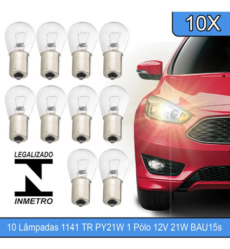 Caixa C/ 10 Lâmpadas Automotiva Py21w 12v Bau15s 21w