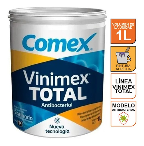 Imagen 1 de 4 de Pintura Blanca Antibacterial Comex Vinimex Total 1lt