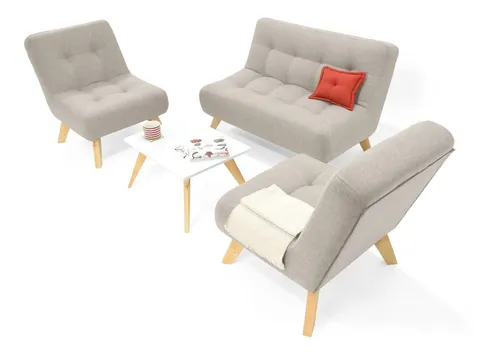 Sofá Navara + 2 Poltronas Porto Y Mesa De Centro Nova