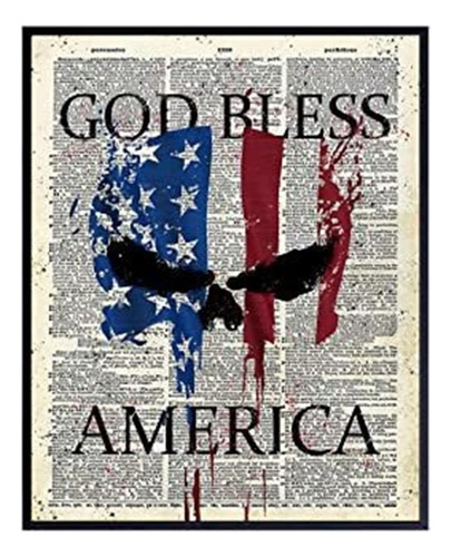 Patriotic American Flag Punisher Dictionary Art Print Vin