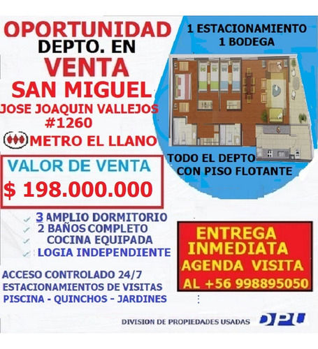 Metro El Llano A 4 Minutos , 3d - 2b 1e Y 1b , Piso 4