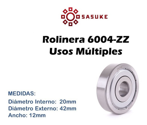 Rolinera Rodamiento 6004 Zz Sello Metal