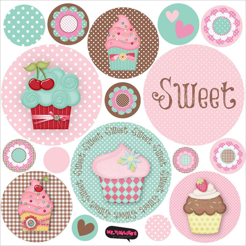 Kit De Vinilo Autoadhesivo Sweet Cupcake