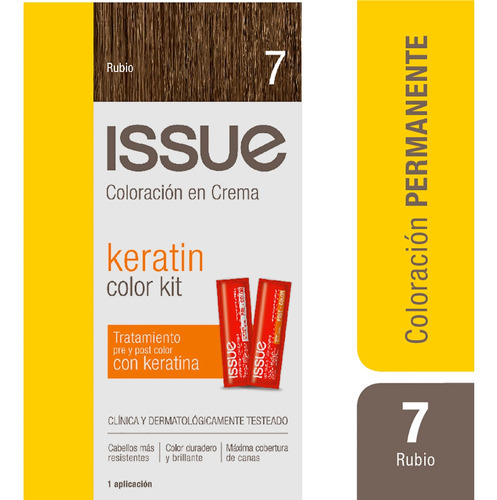  Issue Kit Tintura En Crema Keratin Color Tono 7 rubio