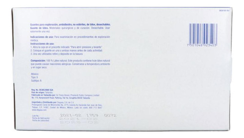 Guante De Latex Ambidiestro No Esteril Mediano 100pz Protec Blanco M