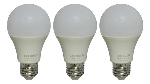 Lampara Led 12 W = 120 Watts Luz Calida X 3 Unidades - El Re