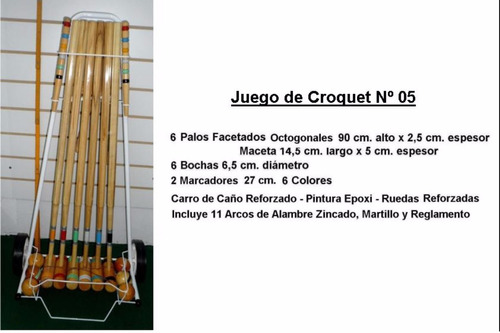 Juego De Croquet En Carro - 6 Palos Finos