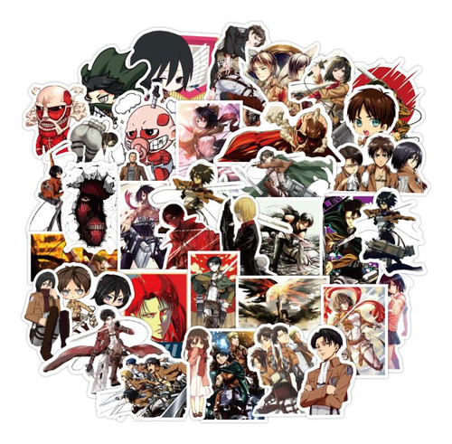 Attack On Titan 50 Calcomanias Stickers De Pvc Vs Agua Anime