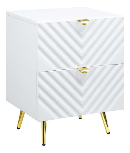 Acme Furniture Mesita De Noche Con 2 Cajones, Color Blanco .