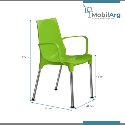 Imagen 3 de 7 de Silla De Diseño Lola Con Brazos Patas Cromadas Caño 1 Pulgada Comedor Jardin Hogar Casco Inyectado - Garantia Oficial