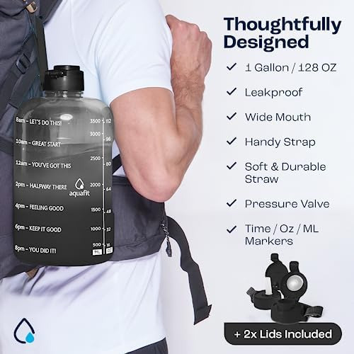 Aquafit Botella De Agua De 1 Galón Con Marcador De Tiempo -