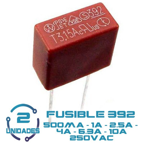 2 Unid Fusibles 392 250vac 0,5 - 1 - 2,5 - 4 - 6,3 - 10 Ampe