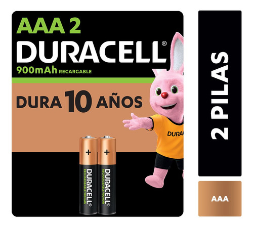 Pila Recargable Duracell Tamaño Aaa 2 Unidades 900 Mah