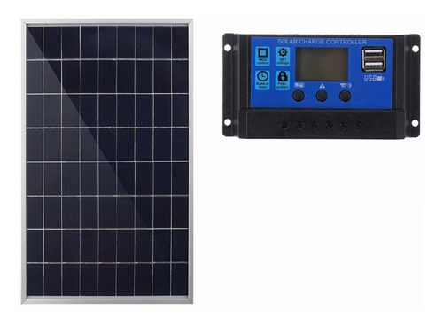 50w 12v Panel Solar Usb Célula Monocristalina +40a Solar Ch