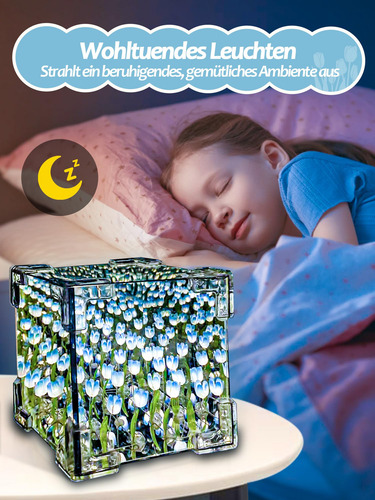 Luz De Noche De Tulipán, Lámpara Led De Espejo Infinito