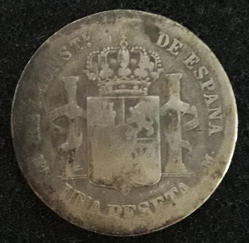Imagem 1 de 4 de Moeda Una Peseta Ano 1883 Espanha