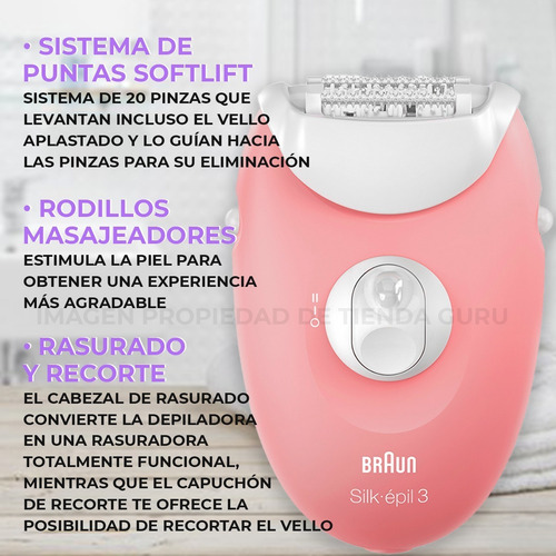 Imagen 4 de 9 de Braun Silk-épil 3, 3-440, Depiladora Eléctrica Mujer 2 En 1