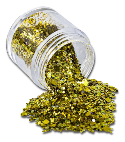 Kit 12 Glitter Dourado Decoração Unhas Encapsulada Gel Fibra