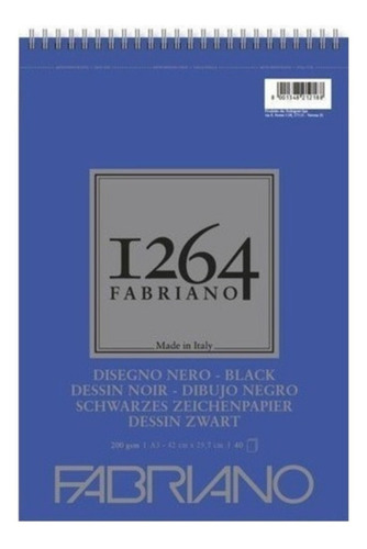 1 Block Fabriano 1264 Noir A4 Hoja Negra Black Espiral