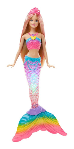 Muñeca Barbie Sirena Luces De Arcoíris Mattel Dhc40